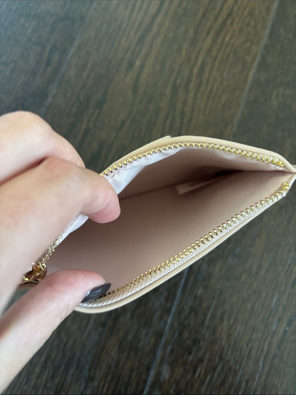 Chloe Zip Pouch in Beige with Gold Studs - Picture 3 of 3